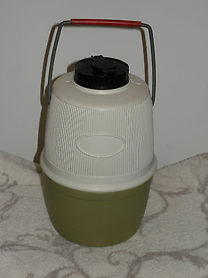 POLORON BEVERAGE JUG CONTAINER 1 GALLON COOLER WHITE & OLIVE GREEN 1970's