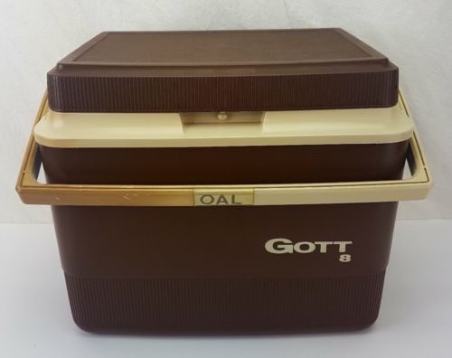 Vintage GOTT 8 PERSONAL LUNCH COOLER/ICE CHEST #1908, BROWN - Free shipping