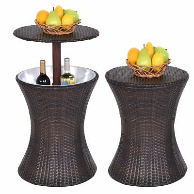 Costway 1PC Adjustable Outdoor Patio Rattan Ice Cooler Cool Bar Table Party Deck