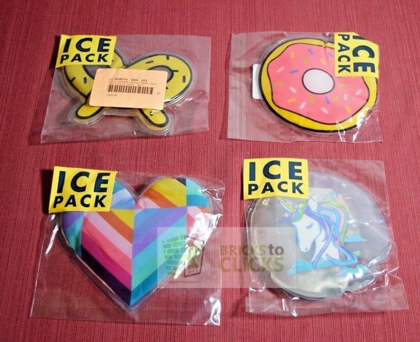 Cat & Jack- Kids Lunchbox Ice Pack, Heart, Unicorn Donut, Pretzel Lot X4