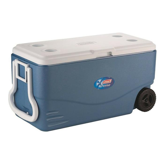 Coleman 100-Quart Xtreme 5-Day Heavy-Duty Cooler with Wheels, Blue