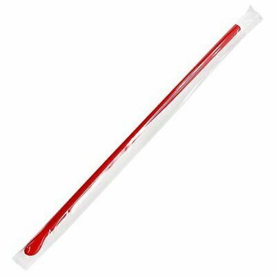 Red Smoothie Straws 9.45'' (6.5mm) - Pack of 500 Individually Wrapped Plastic...
