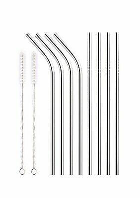 Red Smoothie Straws 9.45'' (6.5mm) - Pack of 100 Individually Wrapped Plastic...