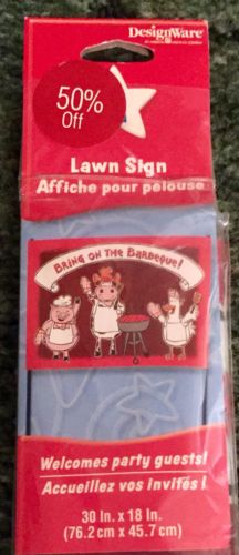 American Greeting DesignWare Lawn Sign Bring On The Barbeque! Pig Cow Rooster