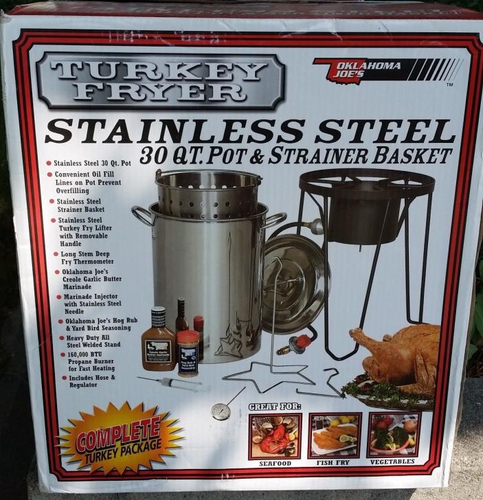 NIB Complete 30 qt Stainless Turkey Fryer 160K BTU Oklahoma Joe's