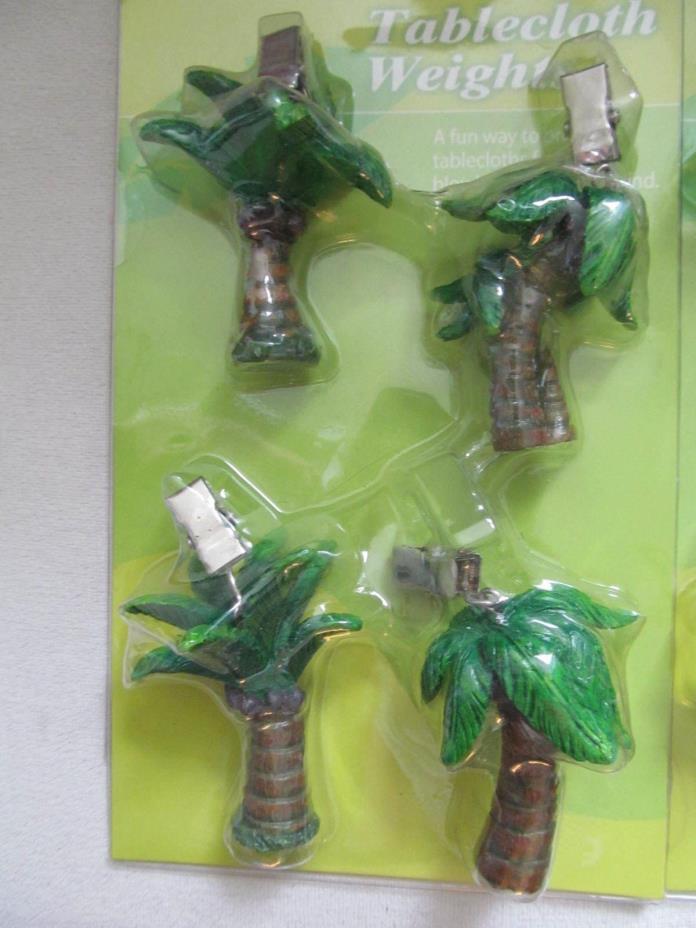 Set of 4 Supreme Housewares Palm Tree Clip-on Tablecloth Weights NIP