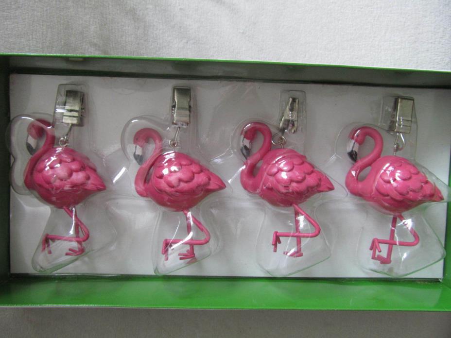 Set of 4 Boston Warehouse Key West Flamingo Clip-on Tablecloth Weights  NIB