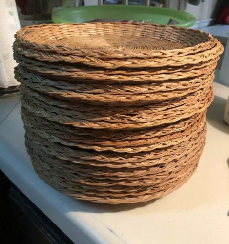 Mixed Lot of 20 Bamboo Wicker Rattan Paper Plate Holders for Picnic Camping