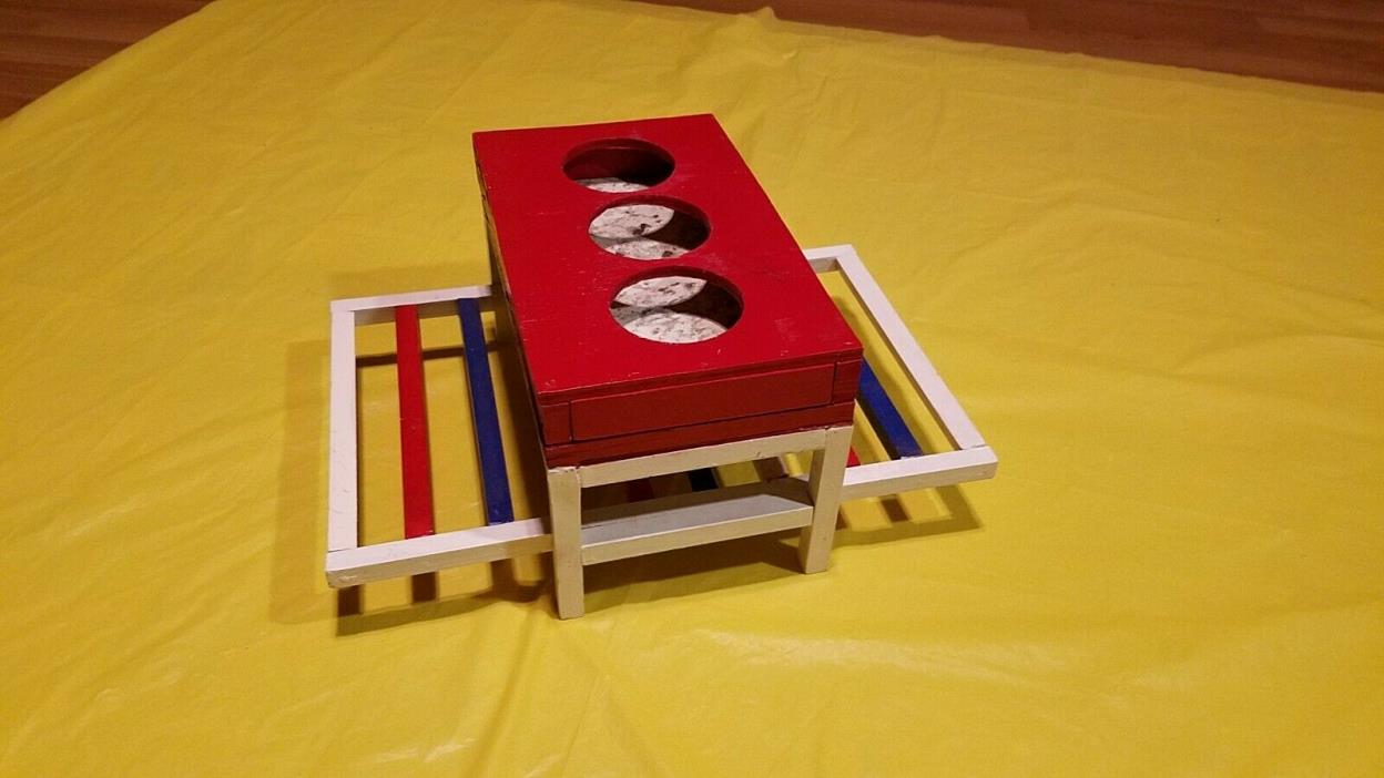 Miniature Picnic Table - Tabletop Condiment Caddy - Wood - Patriotic