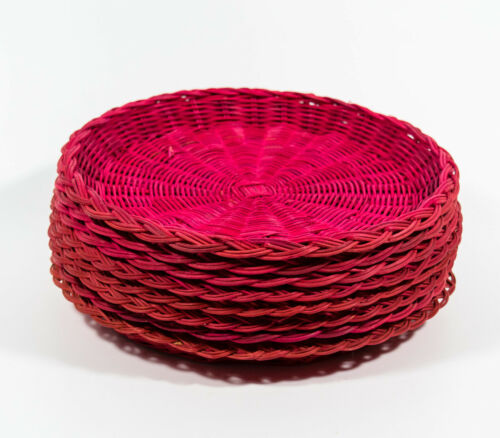 8 VTG Bamboo Rattan Woven Wicker Party BBQ Camping Picnic Paper Plate Holders
