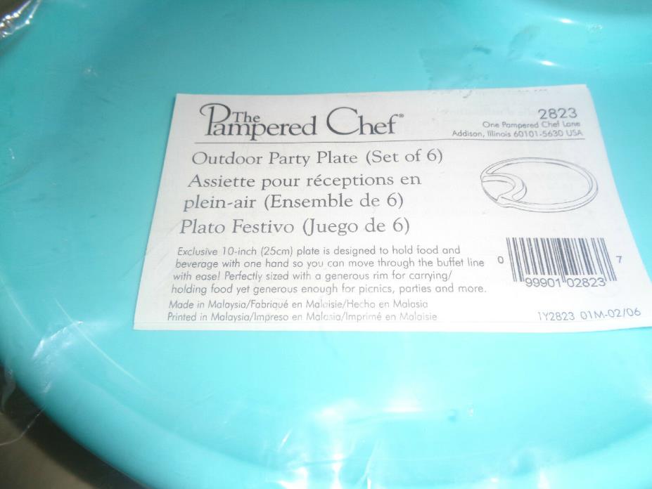 The Pampered Chef Outdoor Party Plate Set of 6 Plastic Plates / Item 2823