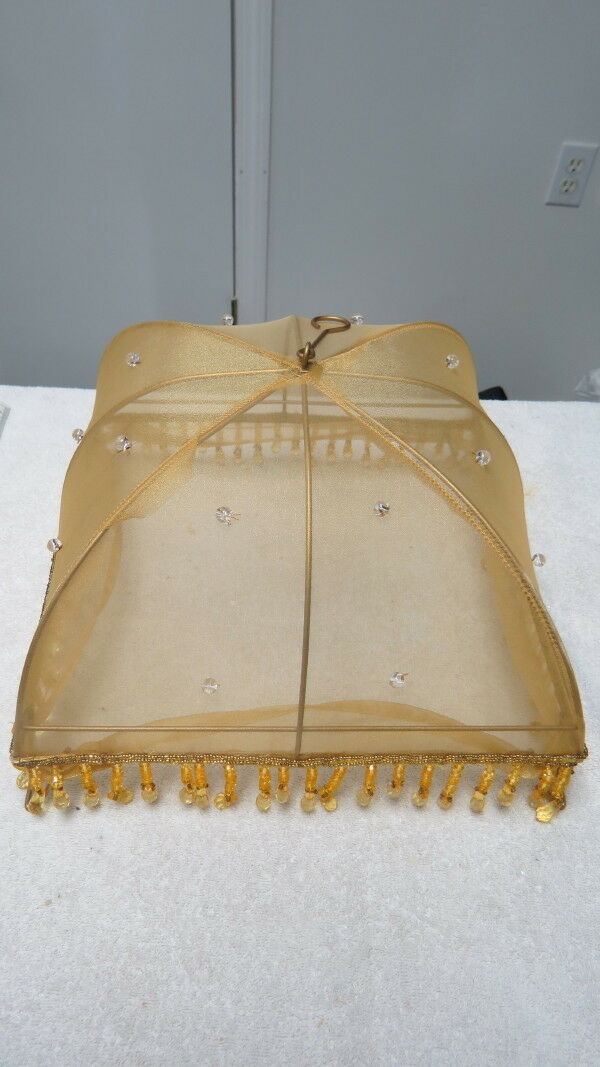 Food Tent Cover Gold Lame Beaded