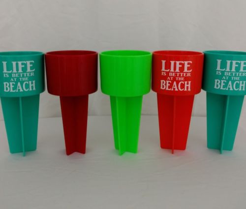 SPIKER Lifestyle Holder, Put in the sand to hold beverage NEW 5 Pack Multicolor