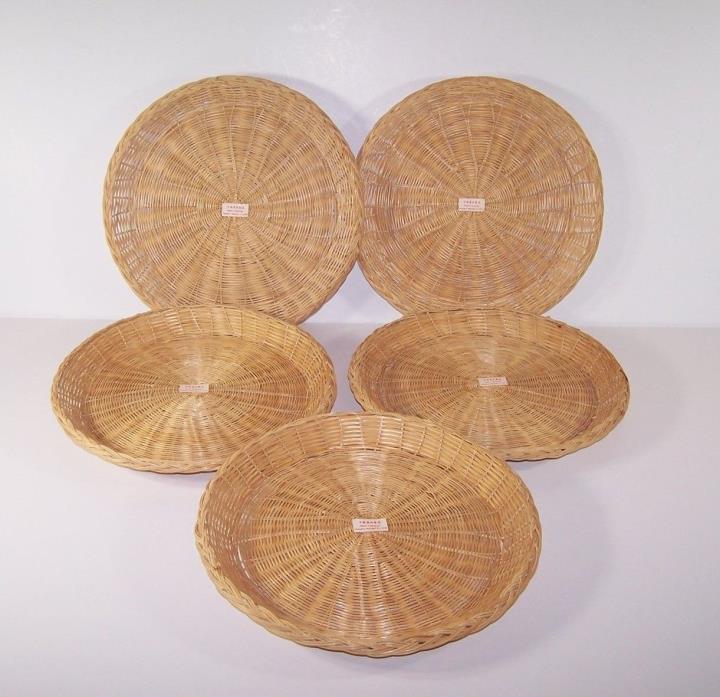 Lot Of 5 Rattan Bamboo Wicker Paper Plate Holder Kwangsi