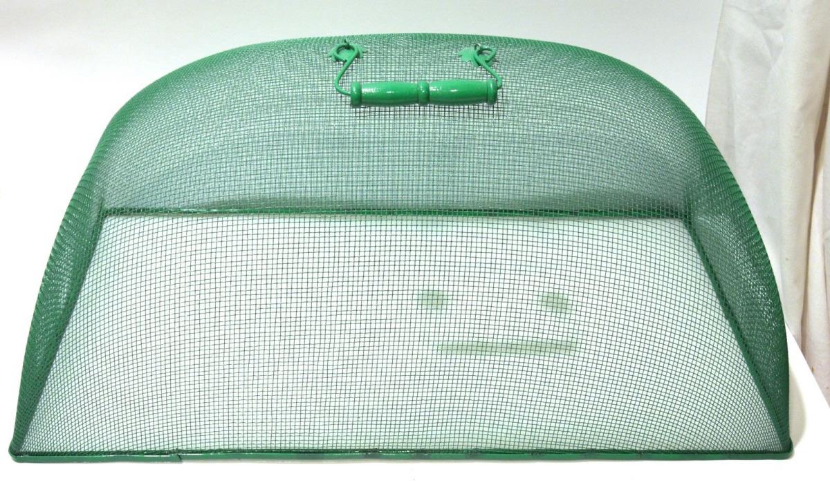 Green Metal Mesh Large Food Cover or Dome with Wooden Handle - 2 available