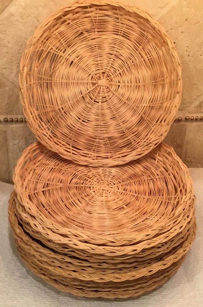11 Rattan Wicker Paper Plate Holders Picnic Party Camping Vintage 9.5
