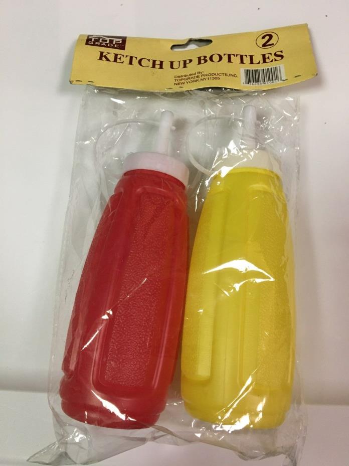 VINTAGE CONDIMENT BOTTLES KETCHUP AND MUSTARD DISPENSERS NEW OLD STOCK