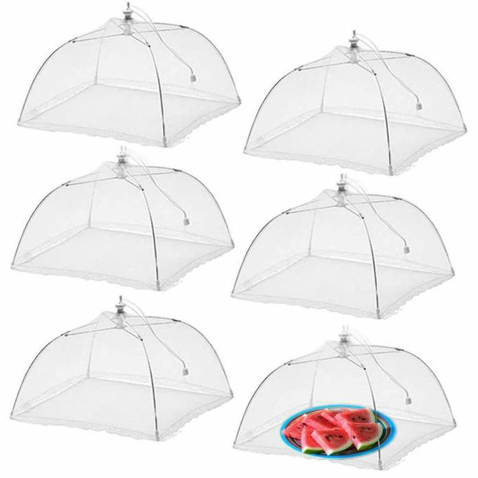 6pk White Mesh Pop Up Food Cover Tent Outdoor Picnic Bug Protector Umbrella Dome