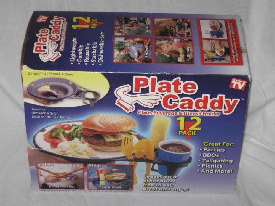 Box Of 12 Plate Caddy + 6 Color Snack Pic's Right Or Left Hand By Richco + Box