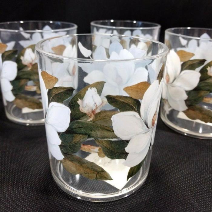 Keller Charles of Philadelphia Magnolia Blossom Tumblers Acrylic Set of 4 New