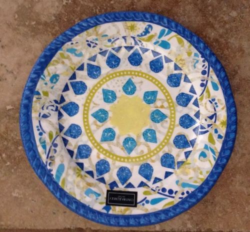 Cynthia Rowley Blue Mosaic Medallion MELAMINE Side Plates Set Of 4