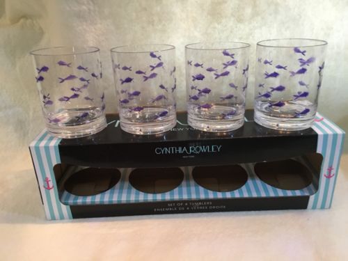 Purple Fish Tumblers Cynthia Rowley Set Of 4 Polystyrene Glasses Picnic outdoor