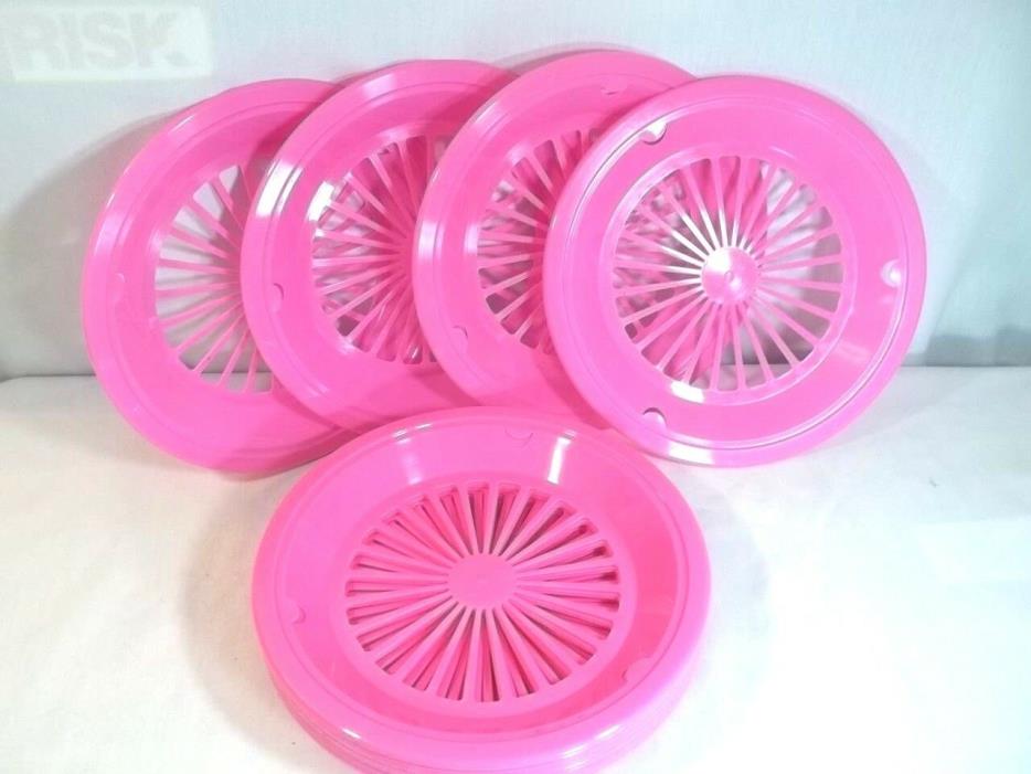 Plastic Paper Plate Holders Pink Lot of 17 Picnic Camping