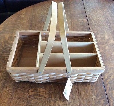 New Large Bradberry Baskets Cherrywood Split Oak ?? Flatware Caddy with Handles
