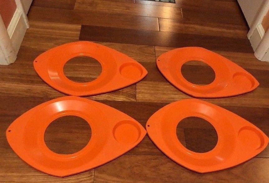 4 Wilpak Orange Paper Plate Cup Holders - This Is Us Party 1975 Camping