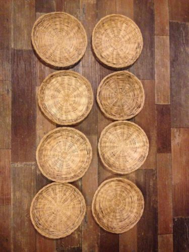 Lot 8 Vintage Wicker Rattan Bamboo Paper Plate Holders Holiday Thanksgiving