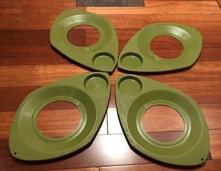 4 Wilpak Avocado Green Paper Plate Cup Holders - This Is Us Party 1975 Camping