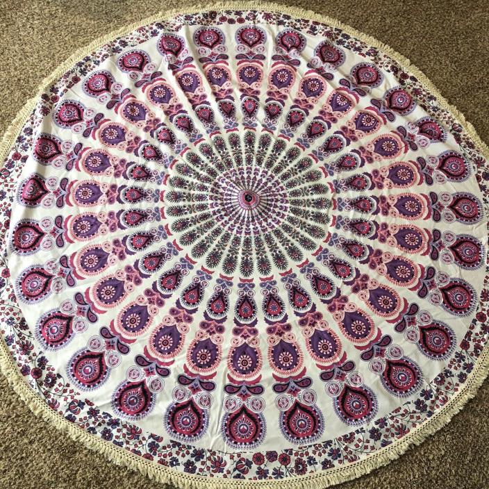 Quagga Green Label Beach Throw Pink Purple Floral Paisley 68