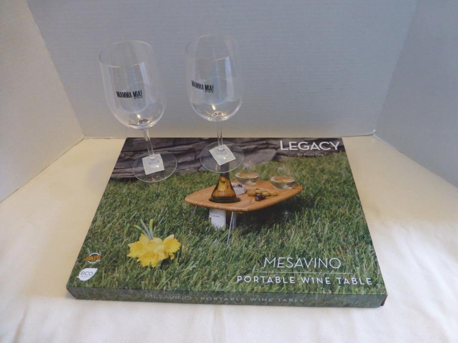 Picnic Set Portable Wine Table Acrylic Wine Glasses NEW Home Entertaining