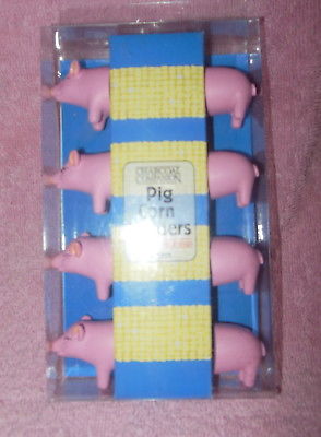 SET OF FOUR CHARCOAL COMPANION PIG CORN HOLDERS SKEWERS NIP