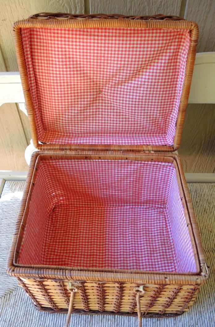 Vintage Wicker Picnic Basket With Handles
