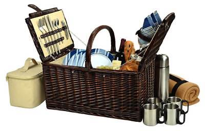 20 in. Picnic Basket for Four with Blanket and Coffee Set [ID 3096580]