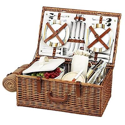 Picnic Baskets At Ascot Dorset English-Style Willow With Service For 4 And Santa