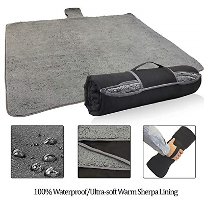 Tirrinia Waterproof Outdoor Blanket with Sherpa Lining, Windproof Triple Layers
