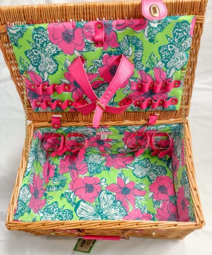 New LILLY PULITZER Wicker Picnic Basket Bloomin Cacoonin Gift With Purchase GWP