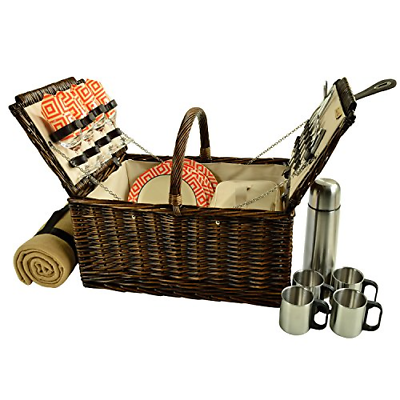 Picnic at Ascot Buckingham Willow Picnic Basket With Blanket And Coffee Service,