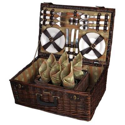 Willow Picnic Basket w Lined Interior and Leatherette Straps [ID 1648456]