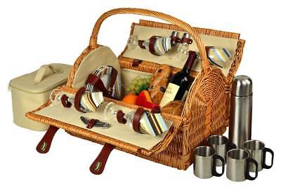Wicker Picnic Basket for Four with Coffee Set [ID 3096560]