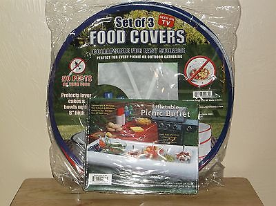 Set of 3 Pop Up Outdoor Food Covers & Inflatable Picnic Buffet - As Seen on TV