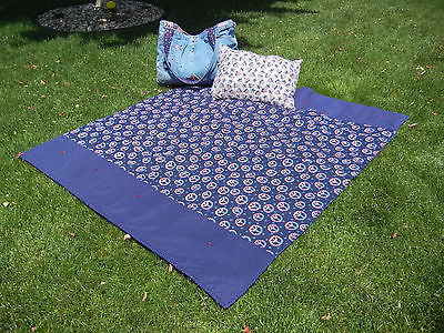 Handmade Patriotic Picnic Blanket, Pillow and Embriodered Carrying Bag