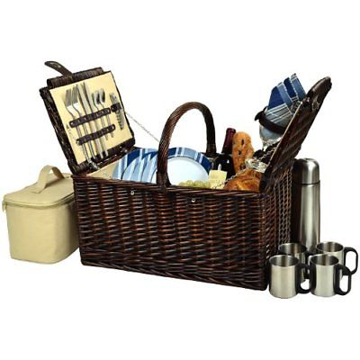 Picnic at Ascot Buckingham Willow Picnic Basket with Service for 4 and Coffee -