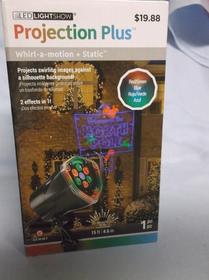 NIB WHIRL-A-MOTION & STATIC NORTH POLE CHISTMAS LED LIGHT SHOW PROJECTION PLUS