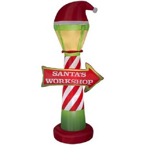 Christmas Inflatable 7 ft. H Santa's Workshop Lamp Post and Sign Christmas Decor