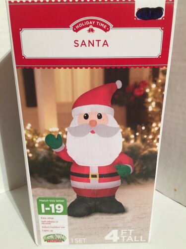 Holiday Time Airblown Inflatable Santa Christmas 4' Tall Yard Decor NWT