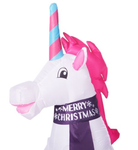 Unicorn Holiday Christmas Time 3.5 ft. Yard Decor Inflatable Airblown Magic