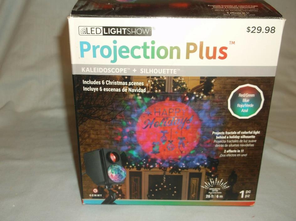 NIB HAPPY HOLIDAYS KALEIDOSCOPE & SILHOUTTE 6 CHISTMAS  LED SHOW PROJECTION PLUS